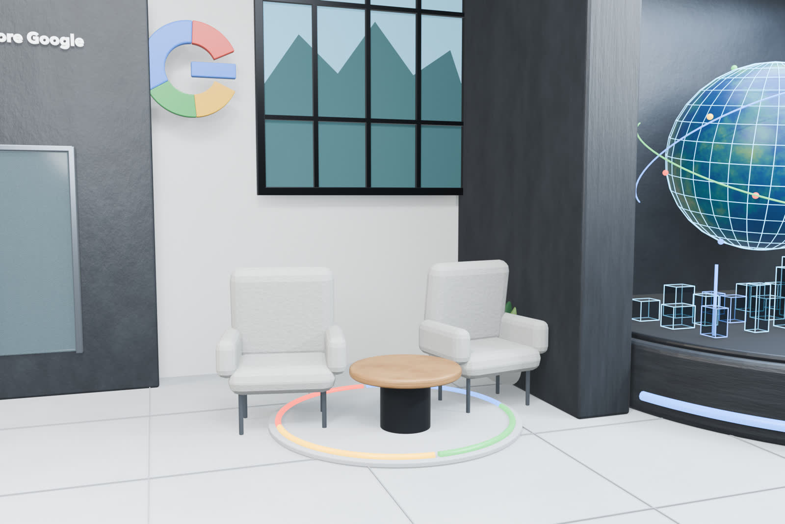 Digitale Lounge als begehbarer Bereich einer interaktiven Markenwelt
